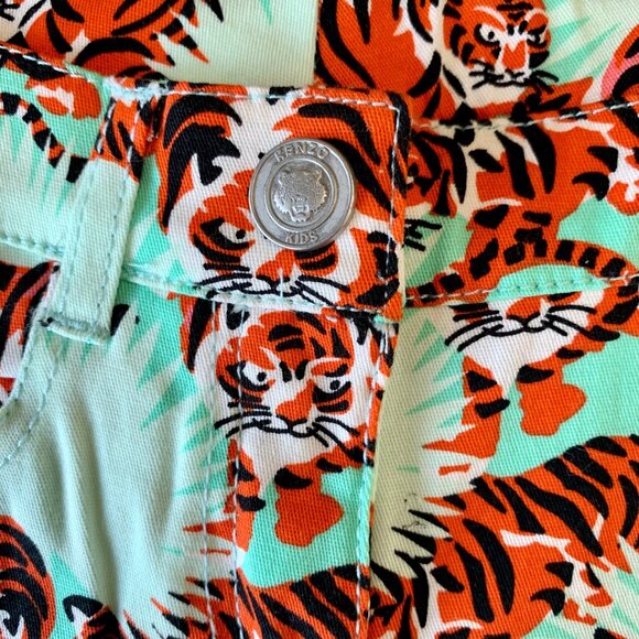 KENZO KIDS Girls Tiger Print Jeans Size 5 5T Girl EUC Tigers Safari Cotton Pants - Picture 5 of 10